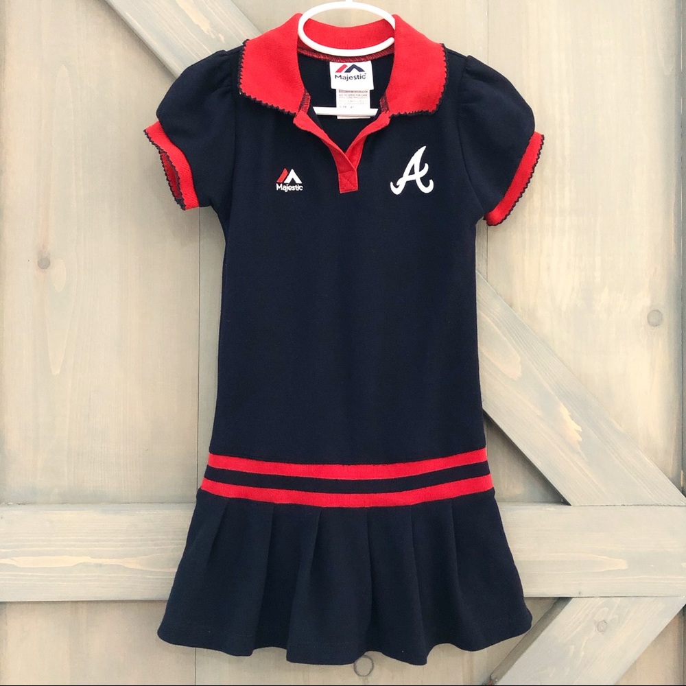 Majestic Toddler Girl 2T Atlanta Braves Polo Dress - Picture 2 of 8